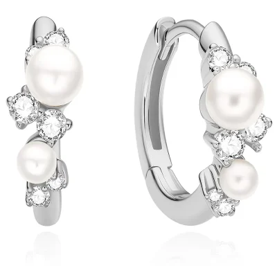 ANIA HAIE SILVER SHELL PEARL CLUSTER HOOP EARRINGS E074-05H