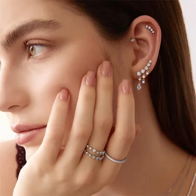 ANIA HAIE SILVER MOLTEN CASCADE BAR CLIMBERS E074-09H