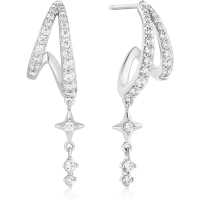 ANIA HAIE SILVER STAR DROP STUD EARRINGS E074-10H