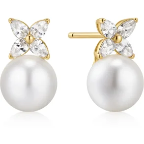 ANIA HAIE GOLD SHELL PEARL CLOVER STUD EARRINGS E075-06G