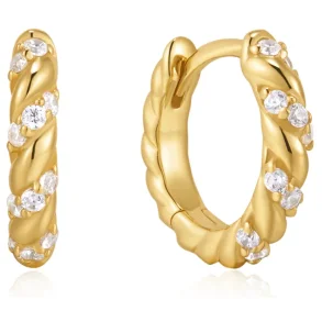 ANIA HAIE GOLD SPARKLE TWISTED HOOP EARRINGS E075-07G