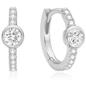 ANIA HAIE SILVER PAVE ROW HOOP EARRINGS E075-08H