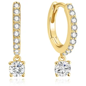 ANIA HAIE GOLD DANGLING SPARKLE HOOP EARRINGS E075-09G