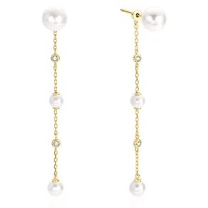 ANIA HAIE GOLD CASCADE SHELL PEARL DROP STUD EARRINGS E075-11G