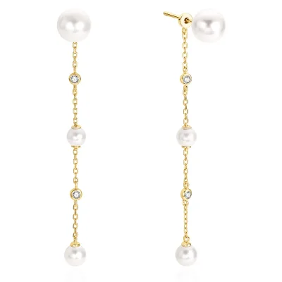 ANIA HAIE GOLD CASCADE SHELL PEARL DROP STUD EARRINGS E075-11G
