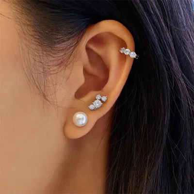 ANIA HAIE SILVER CASCADE SHELL PEARL DROP STUD EARRINGS E075-11H