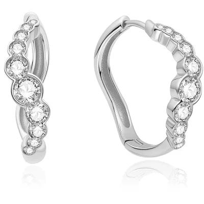 ANIA HAIE SILVER SPARKLING TIDE HOOP EARRINGS E075-13H