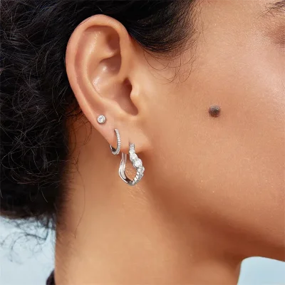 ANIA HAIE SILVER SPARKLING TIDE HOOP EARRINGS E075-13H