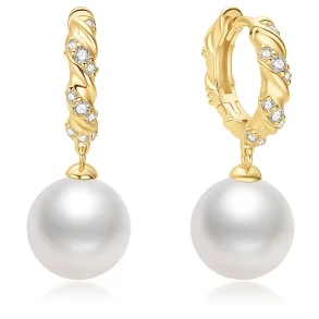 ANIA HAIE GOLD SHELL PEARL DANGLING TWISTED EARRINGS E075-14G