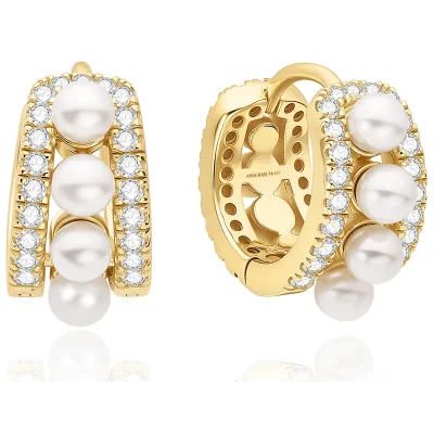 ANIA HAIE GOLD SPARKLING SHELL PEARL ROW HOOP EARRINGS E075-15G