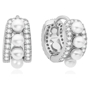 ANIA HAIE SILVER SPARKLING SHELL PEARL ROW HOOP EARRINGS E075-15H