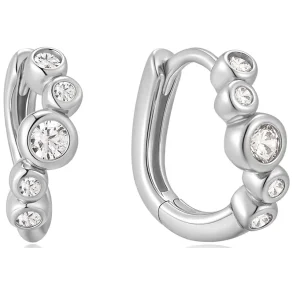 ANIA HAIE SILVER SMALL SPARKLING TIDE HOOP EARRINGS E075-17H