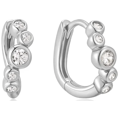 ANIA HAIE SILVER SMALL SPARKLING TIDE HOOP EARRINGS E075-17H