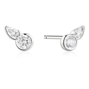 ANIA HAIE SILVER BEZEL ROUND & TEARDROP STUD EARRINGS E076-01H