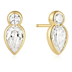 ANIA HAIE GOLD BEZEL INVERTED TEARDROP & ROUND STUD EARRINGS E076-04G