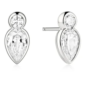 ANIA HAIE SILVER BEZEL INVERTED TEARDROP & ROUND STUD EARRINGS E076-04H