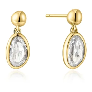 ANIA HAIE GOLD BEZEL ORGANIC PEBBLE DANGLE EARRINGS E076-06G