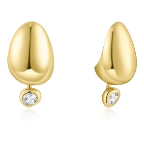 ANIA HAIE GOLD ORGANIC DOME PEBBLE WITH BEZEL EARRINGS E076-07G