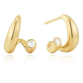 ANIA HAIE GOLD SPIRAL BEZEL-END STUD HOOP EARRINGS E076-08G