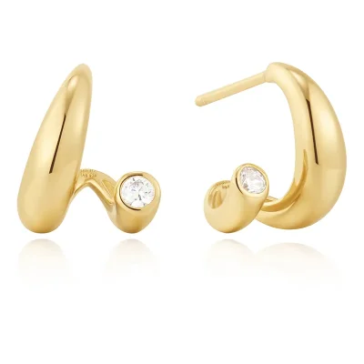 ANIA HAIE GOLD SPIRAL BEZEL-END STUD HOOP EARRINGS E076-08G