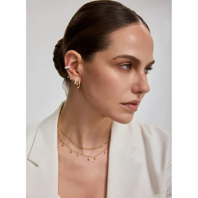 ANIA HAIE GOLD SPIRAL BEZEL-END STUD HOOP EARRINGS E076-08G