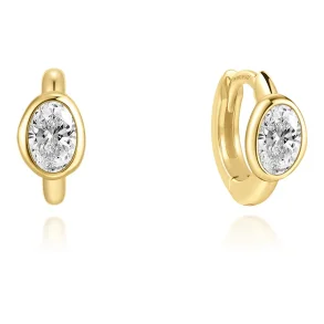 ANIA HAIE GOLD BEZEL ORGANIC PEBBLE HOOP EARRINGS E076-09G