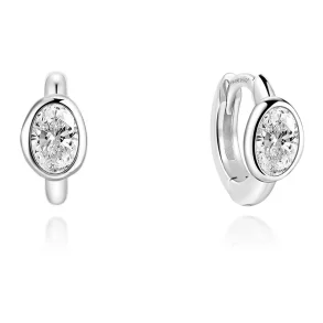 ANIA HAIE SILVER BEZEL ORGANIC PEBBLE HOOP EARRINGS E076-09H