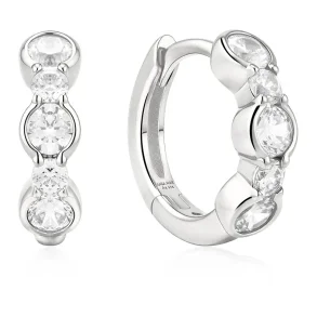 ANIA HAIE SILVER ALTERNATING HALF-BEZEL HOOP EARRINGS E076-10H