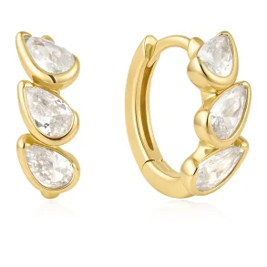 ANIA HAIE GOLD TRIPLE HALF-BEZEL TEARDROP HOOP EARRINGS E076-12G