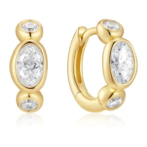 ANIA HAIE GOLD BEZEL ORGANIC PEBBLE HOOP EARRINGS E076-13G