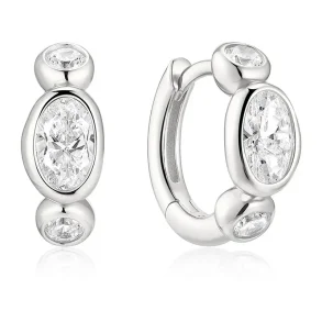 ANIA HAIE SILVER BEZEL ORGANIC PEBBLE HOOP EARRINGS E076-13H