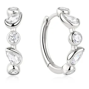 ANIA HAIE SILVER BEZEL ROUND & TEARDROP HOOP EARRINGS E076-15H