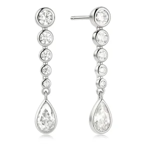 ANIA HAIE SILVER GRADUATED BEZEL ROUND & TEARDROP DANGLE EARRINGS E076-17H