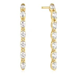 ANIA HAIE GOLD HALF-BEZEL OVAL LINEAR DANGLE EARRINGS E076-18G