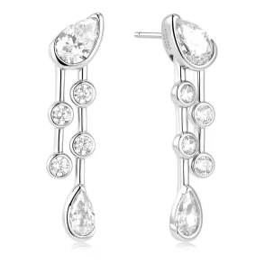 ANIA HAIE SILVER HALF-BEZEL TEARDROP DUAL DROP EARRINGS E076-19H