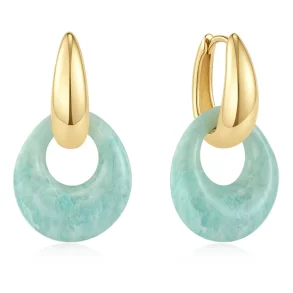 ANIA HAIE GOLD HOLLOW AMAZONITE ORGANIC PEBBLE DROP EARRINGS E076-21G-AE