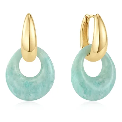 ANIA HAIE GOLD HOLLOW AMAZONITE ORGANIC PEBBLE DROP EARRINGS E076-21G-AE