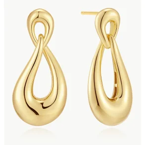 ANIA HAIE GOLD INTERLOCKED WAVE STUD HOOP EARRINGS E077-06G