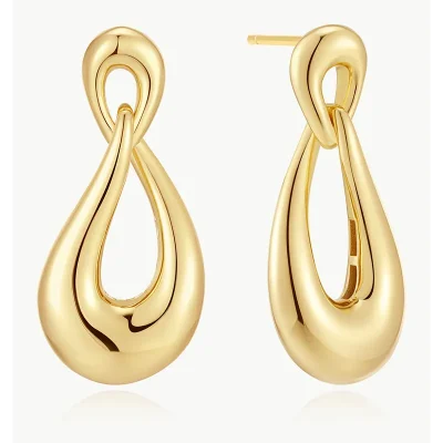 ANIA HAIE GOLD INTERLOCKED WAVE STUD HOOP EARRINGS E077-06G