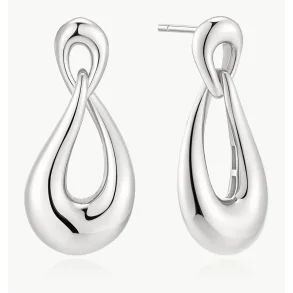 ANIA HAIE SILVER INTERLOCKED WAVE STUD HOOP EARRINGS E077-06H