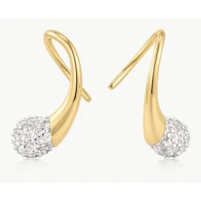 ANIA HAIE GOLD PAVE SCULPTURAL TEARDROP HOOK EARRINGS E078-03G