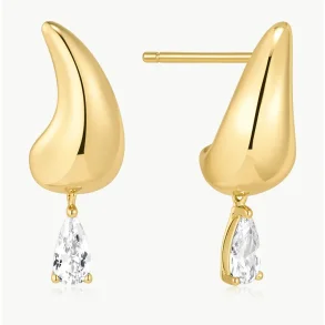 ANIA HAIE GOLD CURVED TEARDROP DANGLE STUD EARRINGS E078-04G