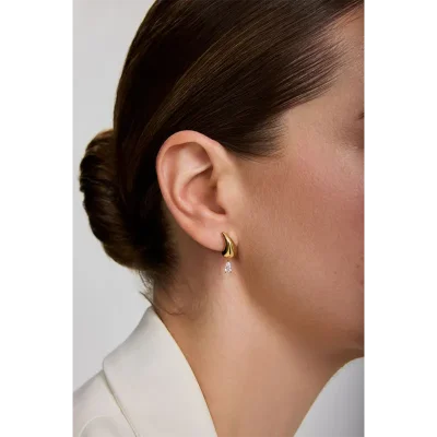 ANIA HAIE GOLD CURVED TEARDROP DANGLE STUD EARRINGS E078-04G