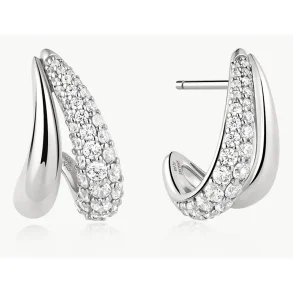ANIA HAIE SILVER DUET STUD HOOP EARRINGS E078-05H
