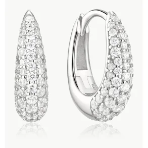 ANIA HAIE SILVER PAVE DOME HOOP EARRINGS E078-10H