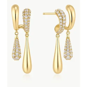 ANIA HAIE GOLD SPIRAL CONTRAST TEARDROP DANGLE STUD EARRINGS E078-13G