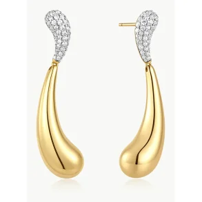 ANIA HAIE GOLD PAVE & POLISHED WAVE TEARDROP DANGLE EARRINGS E078-14G