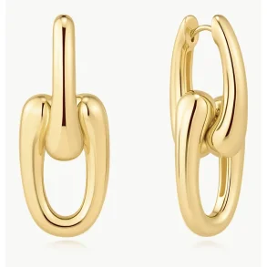 ANIA HAIE GOLD SCULPTURAL INTERLOCKING HOOP EARRINGS E078-15G