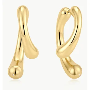 ANIA HAIE GOLD SCULPTURAL ARC HOOP EARRINGS E078-16G