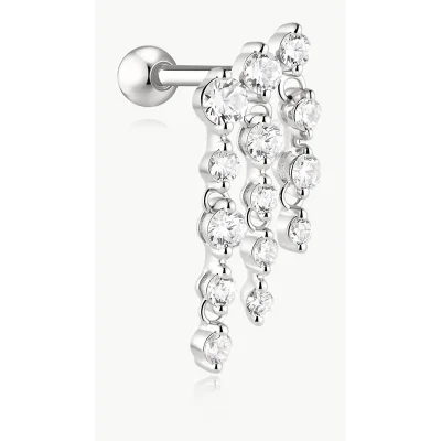 ANIA HAIE SILVER TRIPLE FRINGE BARBELL EARRING E079-05H